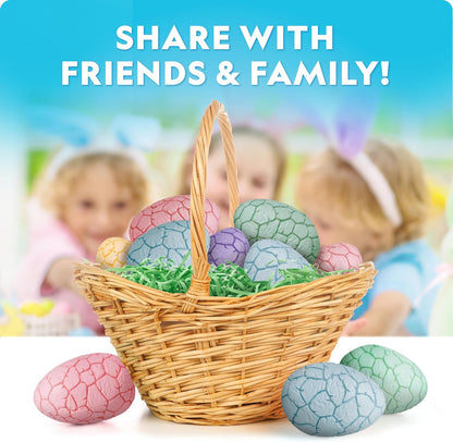 Blue Marble Easter Eggscavation Dig Kit - 12 Easter Egg Dig Bricks with Real Gemstones & Glow in The Dark Dinosaur Figures, Includes Dig Tools, Egg Hunt or Dig Party Activity, Easter Basket Stuffers
