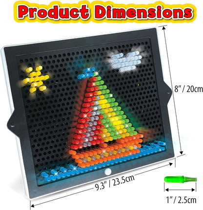 Small World Toys Art Lights, Montessori Light-Up Peg Board for Kids, STEM Educational Retro Toy with 12 Templates & 288 Bright Pegs, Creative Hands-On Activity for Fine Motor Skills, Gift for Ages 4+