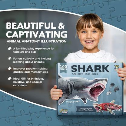 Bullfrog Animal Anatomy Floor Puzzle | 100-Piece Double Sided Jigsaw Puzzle | Large-Sized, Over 4 Feet Scientifically Accurate Illustration of Frog - Fun and Educational Toy for Kids, Toddlers