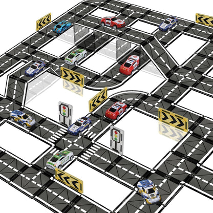 150PCS Magnetic Tiles Road Set with Marble Run, Preschool Magnet Tiles Included Magnetic Cars. STEM Magnetic Tiles for Kids, Preschool Educational Building Toys for Boys & Girls