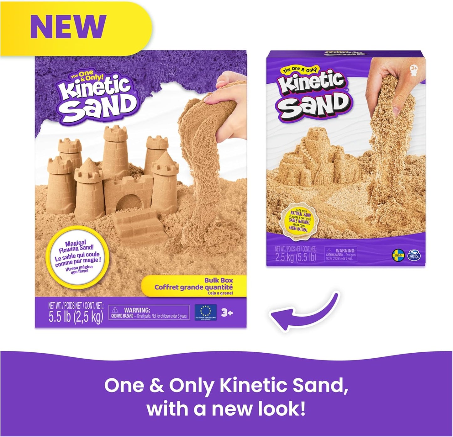 Kinetic Sand, 3.25lbs Beach Play Sand, Amazon Exclusive, Moldable Sensory Toys for Kids, Resealable Bag (Packaging May Vary), for Ages 3 and up