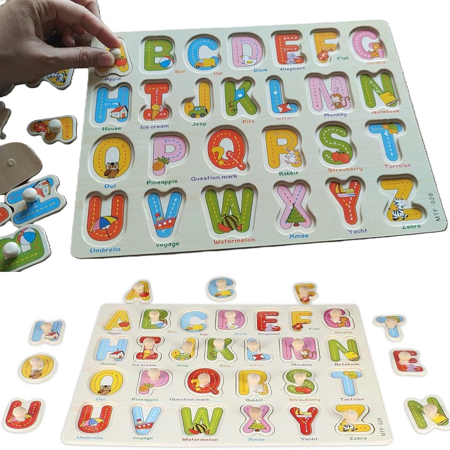 Numbers Puzzle Wooden for Toddlers 3+ Years Old - Montessori Number Learning Toy with Sorting Board & 123 Blocks - Preschool Educational Toy for Boys & Girls - Color & Counting Recognition