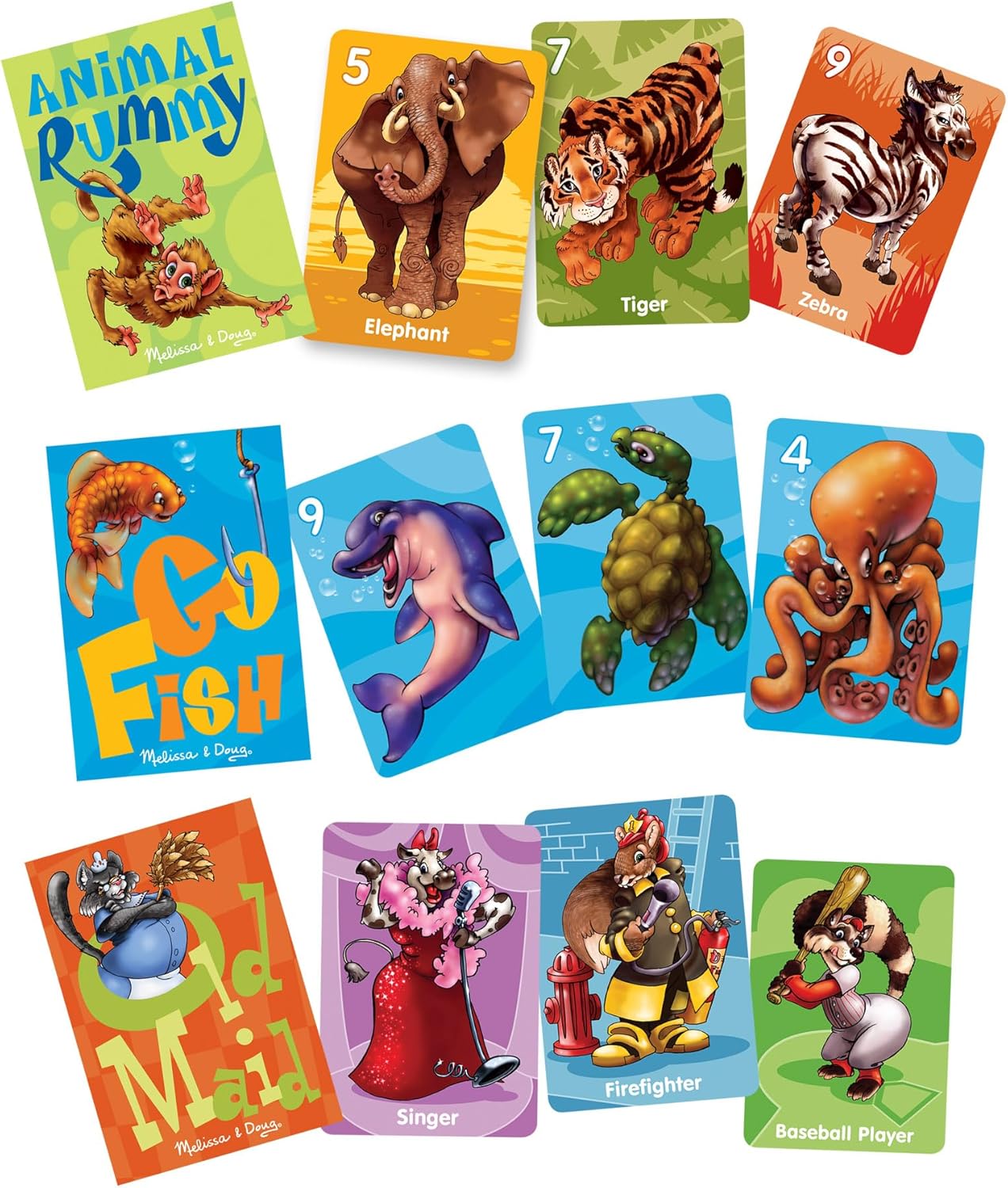 Melissa & Doug Classic Card Games Set - Old Maid, Go Fish, Rummy - FSC Certified