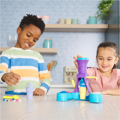 Kinetic Sand, Soft Serve Station with 14oz Play Sand (Blue, Pink & White), 2 Ice Cream Cones & 2 Tools, Sensory Toys for Kids Ages 5 and up