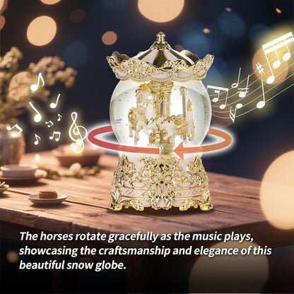 Carousel Music Box Princess Unicorn Musical Snow Globe for Girls and Women Baby Kids Sister Daughter Mom Granddaughter Grandma Christmas Birthday Presents Gifts (Light Pink)