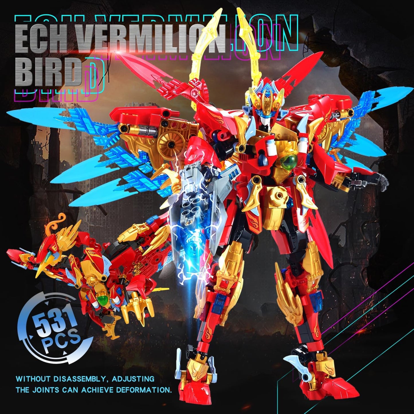 TIALLOW Pterodactyl Robot 2 in 1 Building Toy Sets, Dinosaurs Mech Transforming Building Block Model, Mecha Action Figures Pterosaur Building Kits, for Boys, Adult Age 8-12 (Pterodactyl)