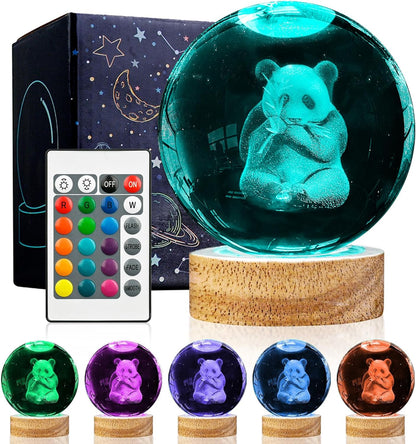 3D Solar System Crystal Ball Night Light with 16 Color LED Wooden Base, Upgraded 3.15 Inch Galaxy Planets Glass Ball Lamps with Remote for Birthday Christmas, Astronomy Space Gifts for Boys Girls