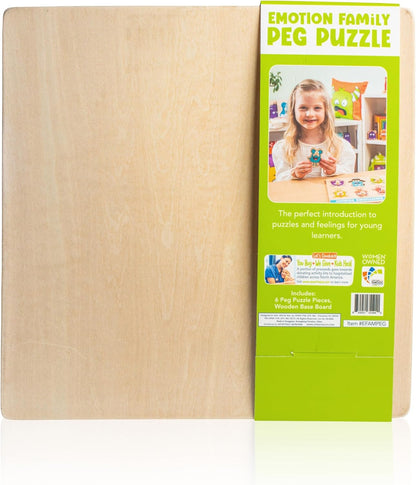 Open The Joy My Emotions Family Peg Puzzle – Emotional Recognition & Social Skills Puzzle for Kids | Montessori-Style Wooden Puzzle with 6 Emotion Pieces | Ages 4+