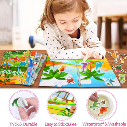 Jelly Sticker Books for Toddlers 2-4 Years, Reusable Sticker Book for Kids 1-3, Toddler Easter Basket Stuffers＆Travel Essentials Animals Stickers for Kids Toddler Plane Activities (Animals)