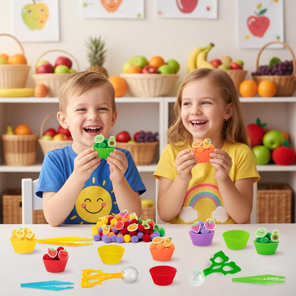 EZdhuawuse Summer Sensory Bin Fillers - 268P Fine Motor Toy Counting Sorting Set for Kid Birthday Easter Gift, Felt Phrases Heart Colorful Pom Poms Cup Clip for Preschool Education Activities