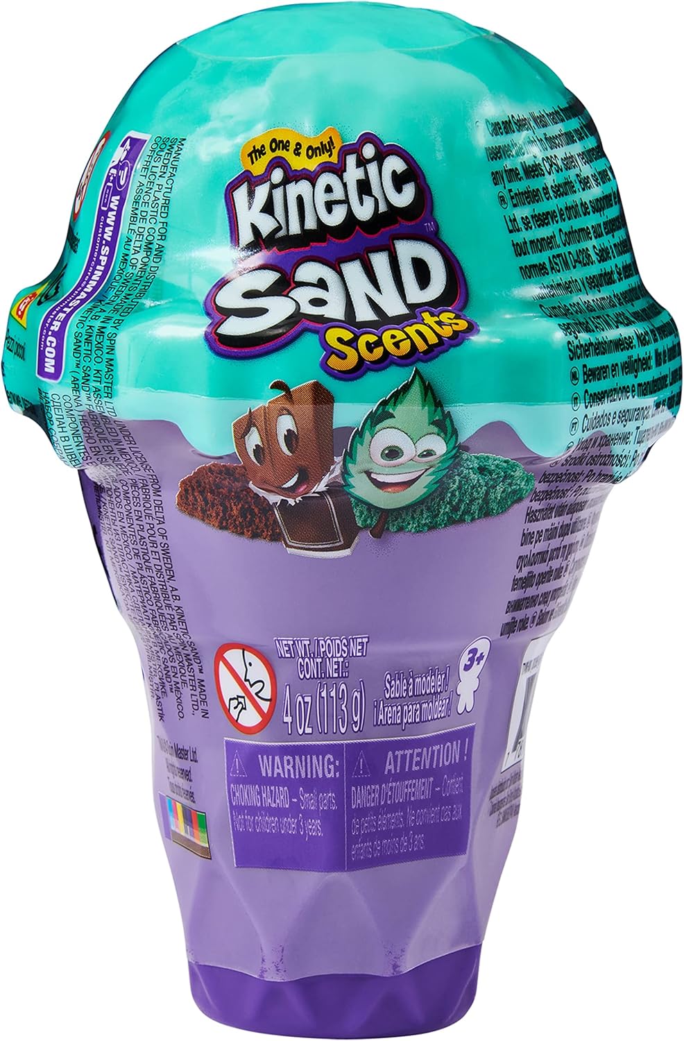 Kinetic Sand Scents, 4oz Ice Cream Cone Container with 2 Colors of All-Natural Scented (Styles May Vary)