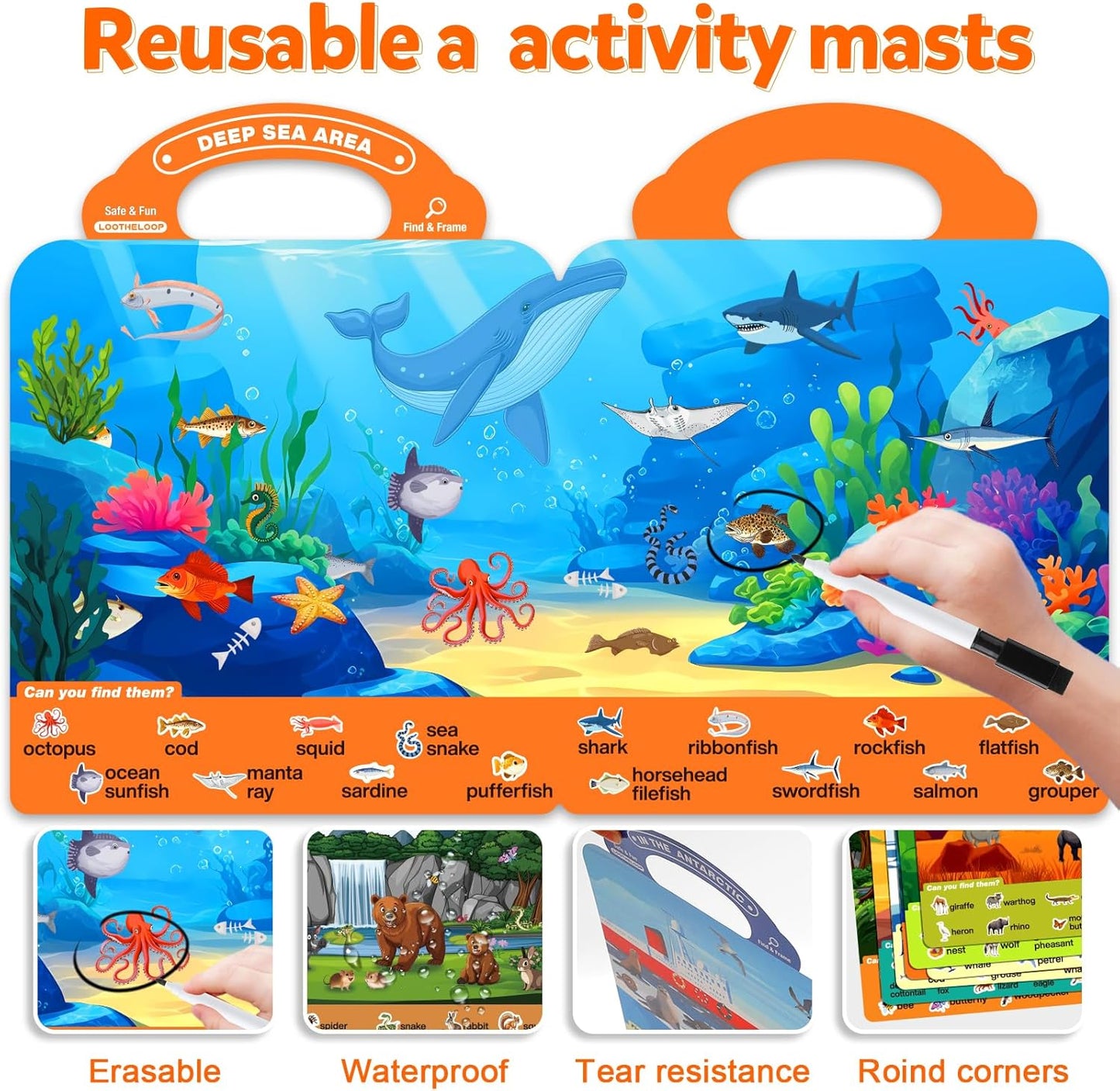 Search and Find Books for Kids 3-5, Reusable Preschool Learning Activities, Perfect Road Trip Essentials, Educational Toys, 28 PCS Busy Books for 3 4 5 6 Year Old Boys Girl Christmas Birthday Gifts