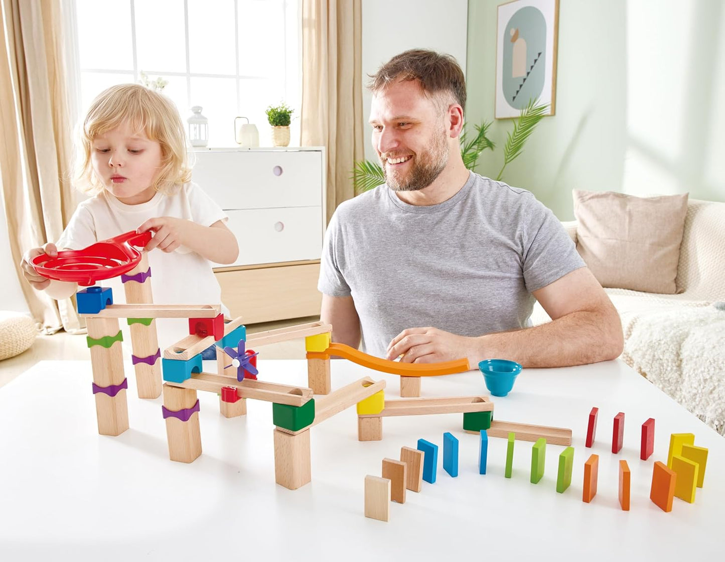Hape Marble Run Race Track | Wooden DIY Marble Run Set with Dominoes, STEAM Educational Learning Toy, 81 Pieces, for Kids 3 Years+