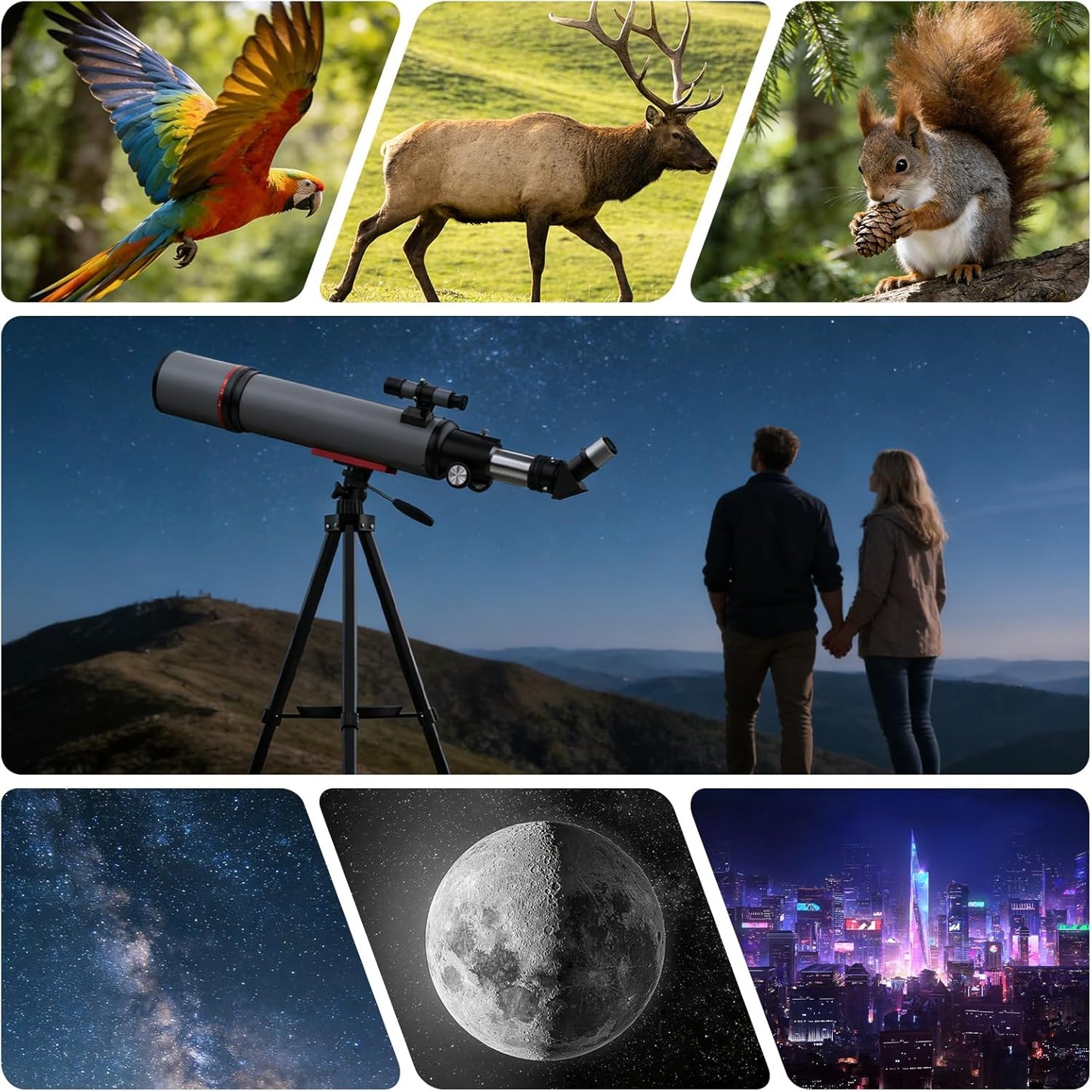 Telescope for Adults & Kids - 90mm Aperture 600mm Refractor High Powered Telescope for Beginners - Portable Astronomy Telescopes with Phone Adapter Tripod Carry Bag Gifts for Men
