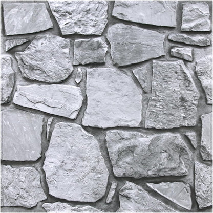 COMSTICKC 3D Faux Gray Stone Wall Sticker Peel and Stick Wall Panels,10 Pcs of 12"X12",Ultra-Light Thin PVC Decorative Tiles Rocks Stone Backsplash Interior Decor,Paintable