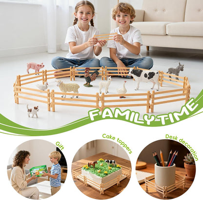 24PCS Farm Ranch Animal Fence Corral Toys for Kids Age 3-5 5-7 4-8 Years Olds Boys Girls, Educational Farm Animal Cake Toppers for Toddlers 3 4 5 6 7 8 9 10