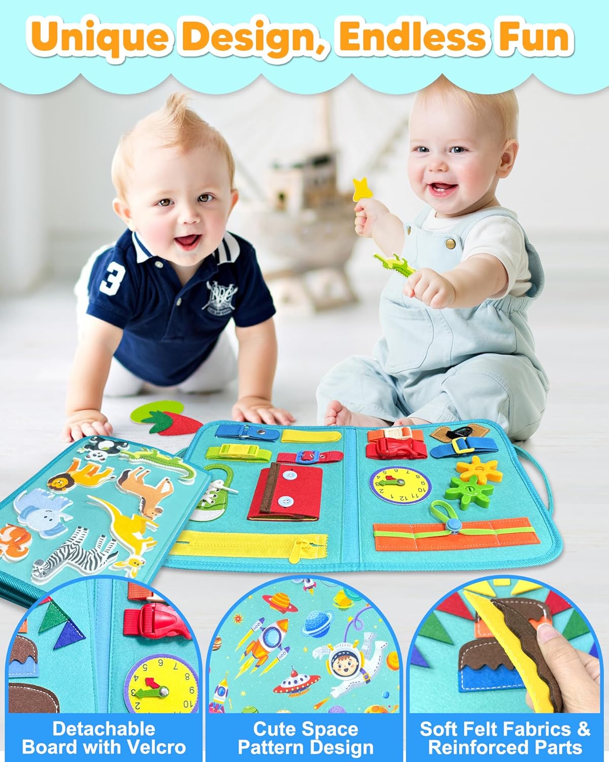 Exorany Busy Board Montessori Toys for Toddler Boys & Girls Birthday Gifts, Sensory Toys for Toddlers, Educational Travel Preschool Toddler Activities Learning Fine Motor Skills