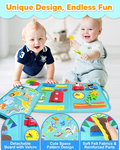 Exorany Busy Board Montessori Toys for Toddler Boys & Girls Birthday Gifts, Sensory Toys for Toddlers, Educational Travel Preschool Toddler Activities Learning Fine Motor Skills