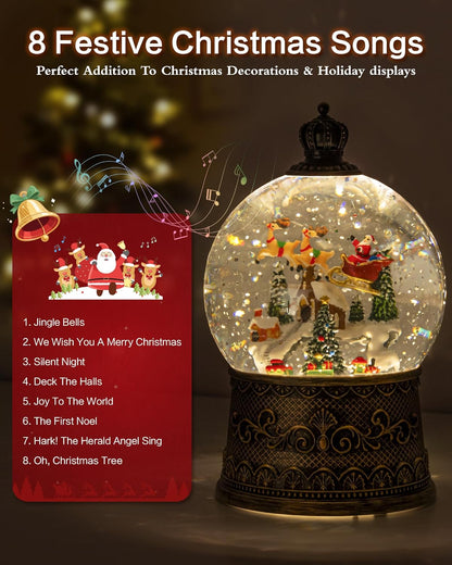 Extra Large Christmas Snow Globes Christmas Lantern, 12.99" Musical Snow Globe with 8 Songs, Santa Snowglobe for Kids Adults, 6H Timer Dual Power, Lighted Christmas Decorations Indoor Gifts