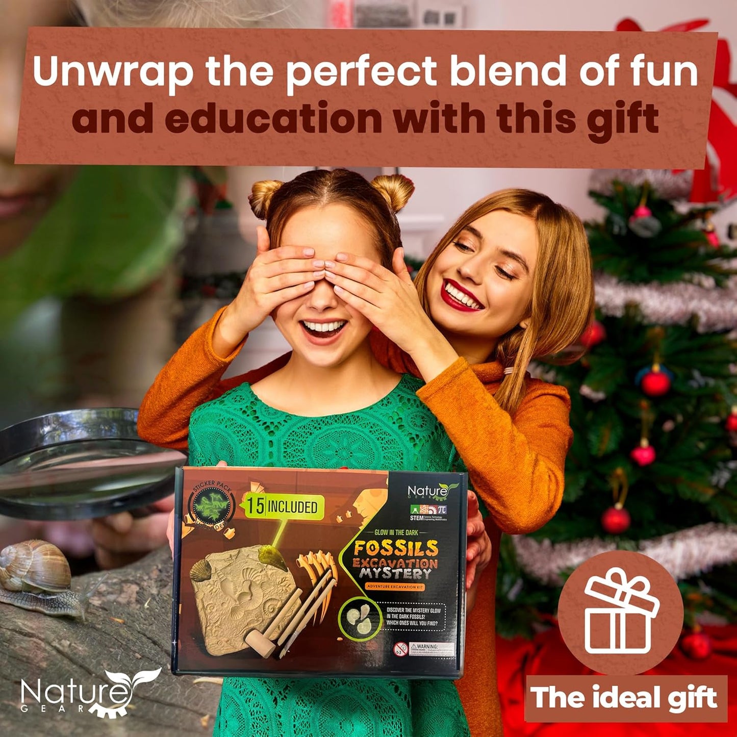 Nature Gear Gemstone Dig Kit for Kids, Educational Crystal Excavation Kit with 15 Mystery Gems, Interactive Adventure Fossil Mining Toy for Kids Age 3-5 and Up