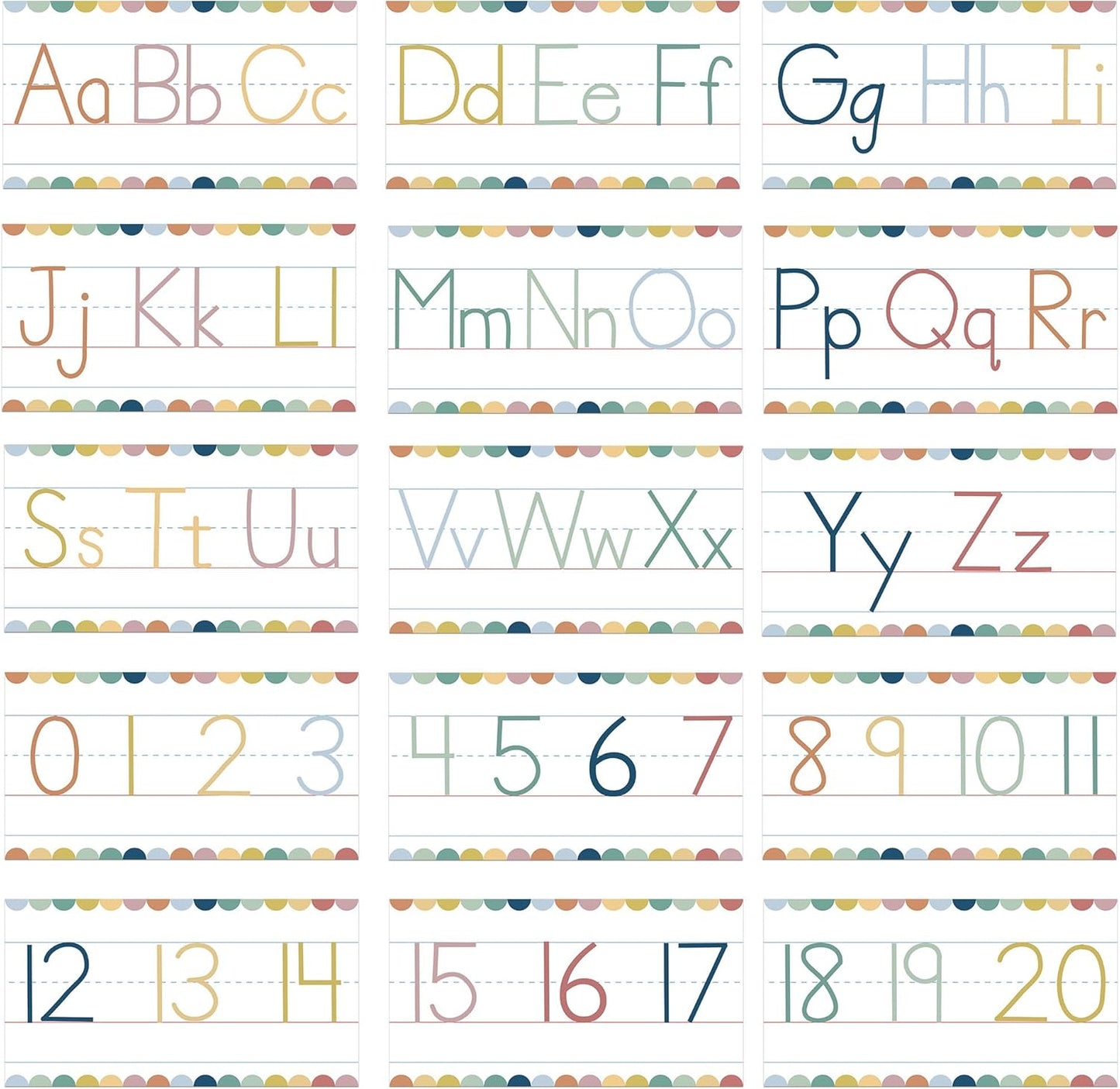 Alphabet for Classroom Wall - 15 PCS Crayon ABC Manuscript Alphabet Line for Classroom Wall Alphabet Bulletin Board Set for Pre School Elementary Classroom Homeschool, Playroom Bedroom Decorations