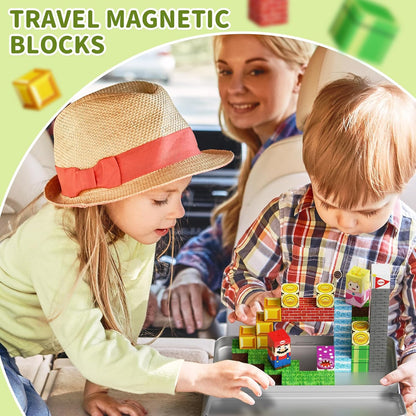 WMXDU Magnetic Blocks with Magnet Box-35PCS Magnet Cubes, Magnetic Tiles Kids Build Cubes Travel Game Toys, Road Trip ‌Sensory Toy Christmas Birthday Gifts for Boys & Girls Ages 3