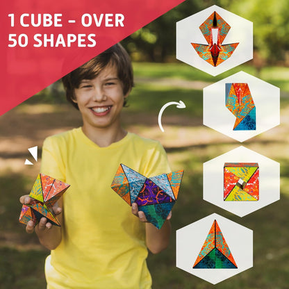 CUBENDI Geometric Origami Puzzle - Infinity Fidget Cube for Adults, Kids & Teens – Mesmerizing & Magnetic Shape Shifting Box w/48 Rare Earth Magnets - by Fun in Motion Toys (Twist)