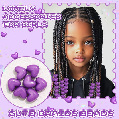 90PCS Light Pink Heart Beads for Braids Hair Jewelry Loc Dreadlock Accessories Cute Heart-Shaped Pony Bead