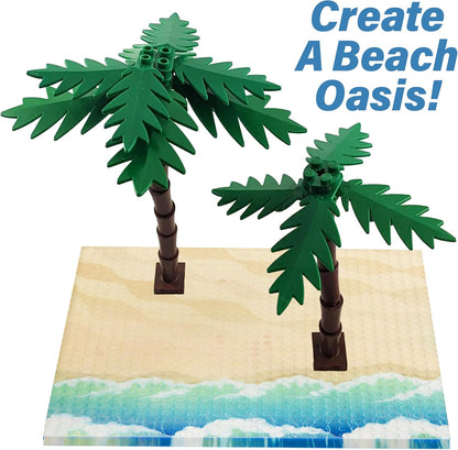 Arctic Terrain Baseplates for Building Bricks - Set of 2 Large 10"x10" Building Plates - Dual Connectivity, Build on Both Sides - Compatible, Tight Fit w Major Brands - STEM Toy & Kids Bday Gift