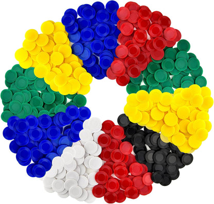 Coopay 600 Pieces Plastic Poker Chips Bingo Chip Bulk Learning Counters Disks Poker Card Game Counting Markers for Math Practice, Game Tokens and Teaching Rewards, 38 mm/ 1.5 Inches (Yellow)