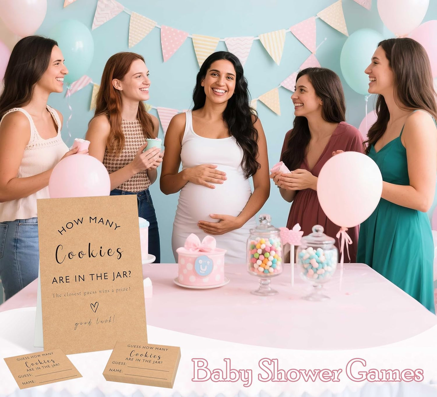 Minimalist Style How Many Gummy Bears Are In The Jar Baby Shower Games Set(1 Sign and 50 Cards), Gender Reveal Games, How Many Guessing Cards for Bear Babyshower, Gender Reveal Party Activities, 19