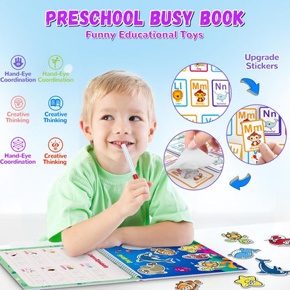Busy Book for Toddlers 3+, Preschool Learning Activities with 30 Themes Prek Preschool Workbooks, Montessori Educational Learning Toys for Autism Sensory Travel toys,Back to School,Birthday Gifts