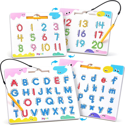 JoyCat Magnetic Letter Tracing Board, 2-in-1 Double-Sided ABC Magnets for Kids Ages 3-5, Uppercase & Lowercase Letter Writing Practice - Preschool Learning Toys, Road Trip Car Activities for Toddlers