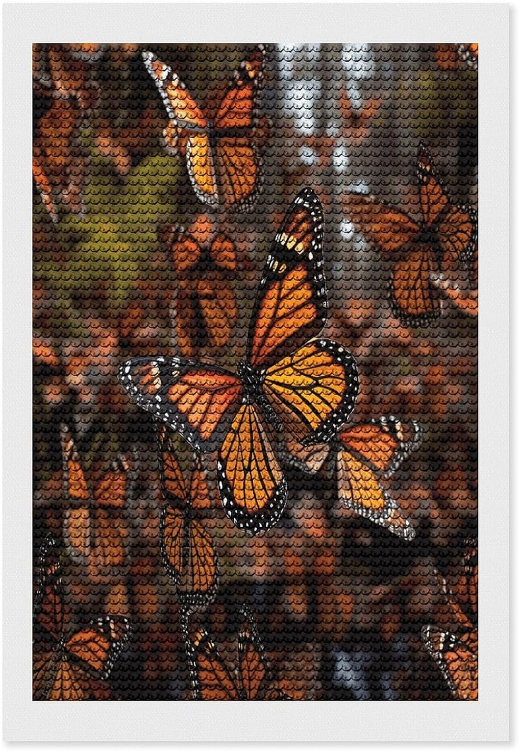 VstaDank Monarch Butterflies Diamond Painting Kits Exquisite DIY Full Round Drill Diamond Dots Painting for Adults Beginner Diamond Photo Paint with Diamond Picture Art Wall Decor 12"x20"
