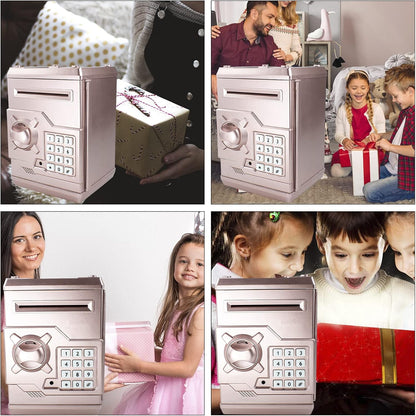HUSAN Piggy Banks Money Banks for Kids, Electronic Password Code Money Banks ATM Banks Box Coin Bank for Children Boys and Girls (Grey Bue)
