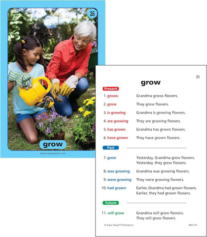 Super Duper Publications | Irregular Verbs in Sentences Photo Fun Deck Flash Cards | Educational Learning Resource for Children