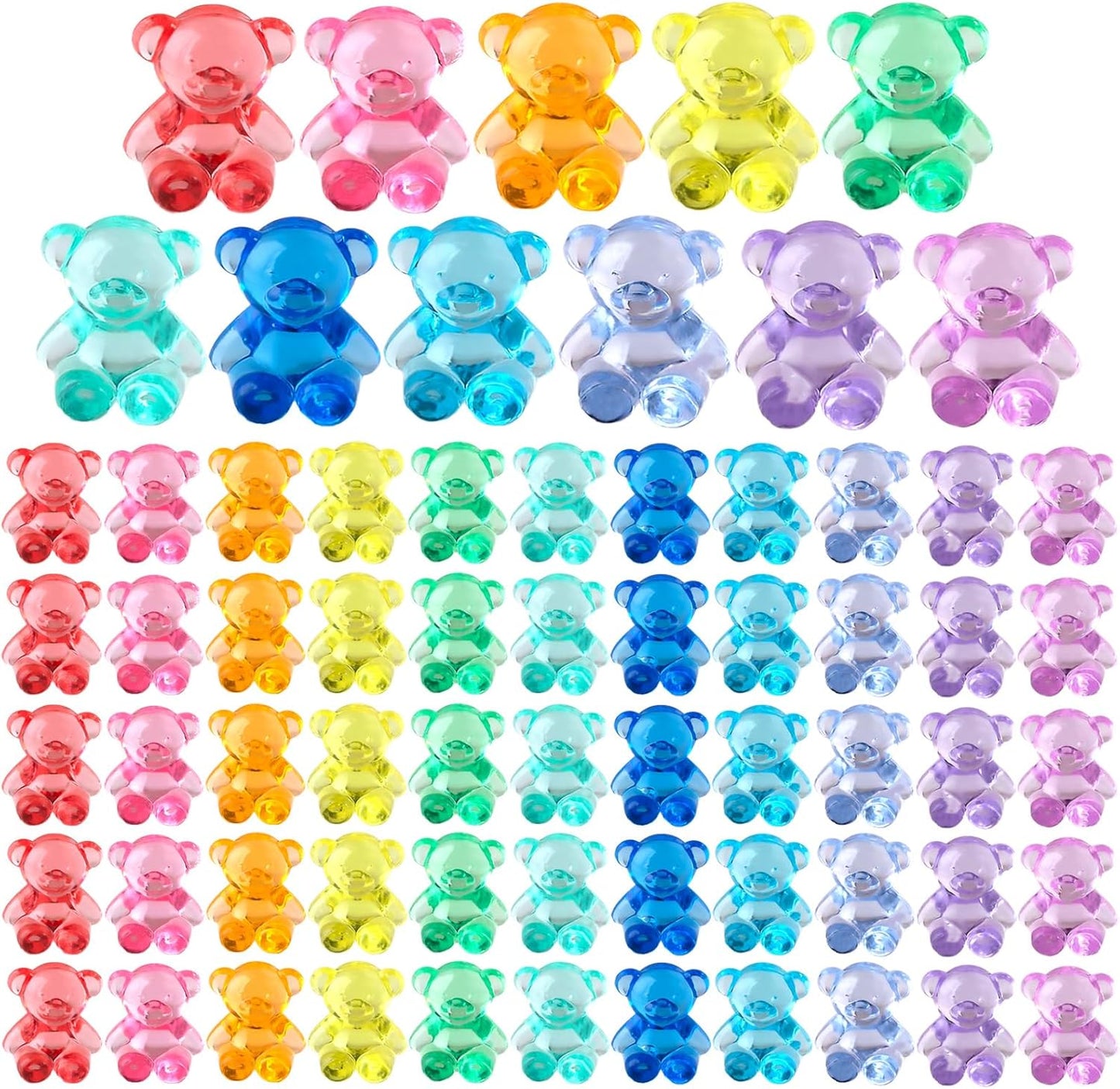 Niceup 360pcs Bear Mini Figurines to Hide, 0.6in Plastic Counting Sorting Bears Translucent Tiny Acrylic Resin Teddy Miniatures for Baby Shower Party Game Vase Fillers Classroom DIY Crafts