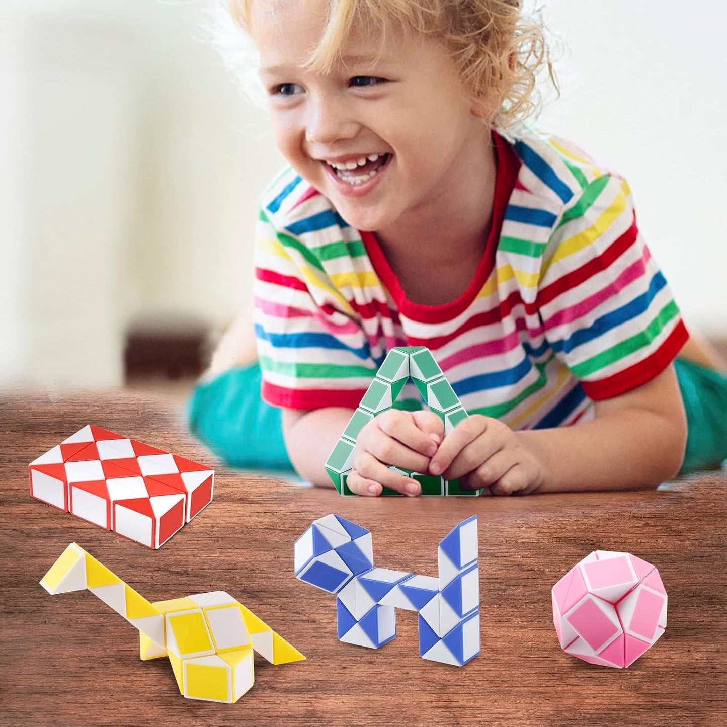 30 Pack Medium Snake Cube Fidget Toys Goodie Bag Stuffers for Kids, Treasure Box Toys for Classroom, Twist Puzzle for Party Favors, Birthday, Back to School Gifts, Stocking Stuffers for Kids