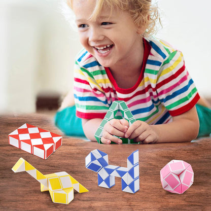 30 Pack Medium Snake Cube Fidget Toys Goodie Bag Stuffers for Kids, Treasure Box Toys for Classroom, Twist Puzzle for Party Favors, Birthday, Back to School Gifts, Stocking Stuffers for Kids