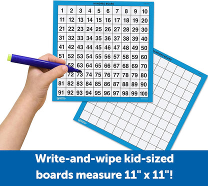 Learning Resources Laminated Hundred Boards - 10 Pieces Dry-Erase Counting Aid, Teaching Supplies, Math Boards for Kids