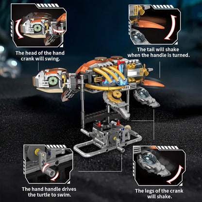 Mechanical Crocodile Building Set with Lights, Rotatable Link Components & Display Stand, STEM Building Set for Boys 8-14, Home Office Decor for Adults, Mechanical Enthusiasts（648PCS）