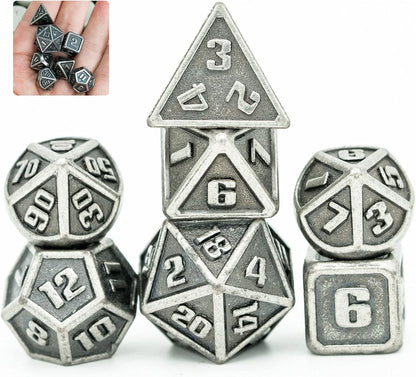 UDIXI Steampunk Metal Dice Set, 7 Die Polyhedral DND Dice Set for D&D Role Playing Game and Math Teaching (Ancient Copper)