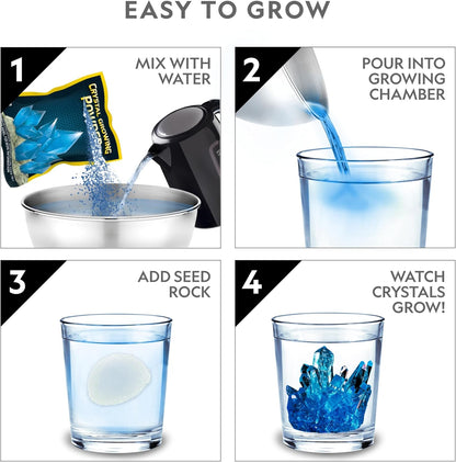 National Geographic Mega Crystal Growing Kit for Kids- Grow 6 Crystals with Light-Up Stand, Science Gifts for Kids 8-12, Crystal Making Experiment, Science Kit for Girls and Boys (Amazon Exclusive)