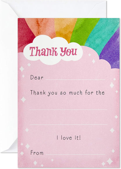 Hallmark Kids Fill in the Blank Thank You Cards, Rainbow (20 Cards with Envelopes)