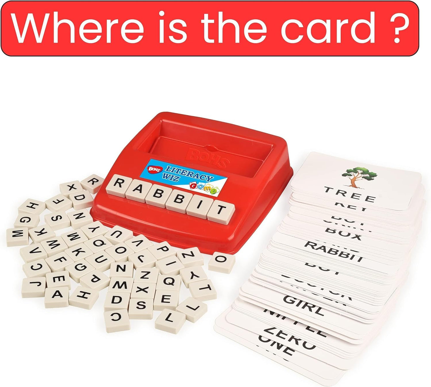 BOHS Literacy Wiz Fun Game - See and Hide Spell - Lower Case Flash Cards - Preschool Language Learning Educational Toys