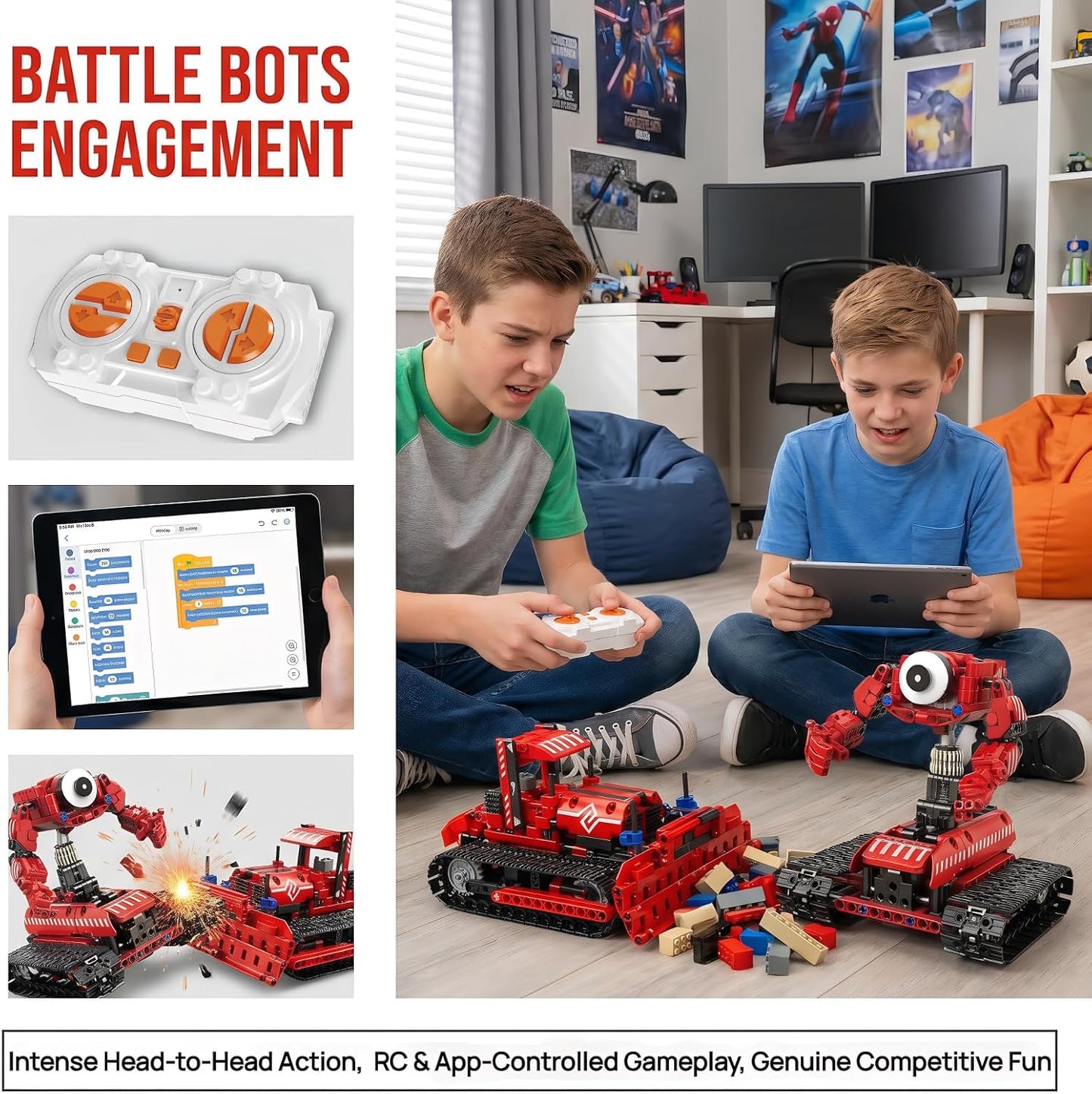 STEM Toys Robot Kit, App & Remote Control Excavator for Boys, Robotics for Kids Ages 12-16, Educational RC Bulldozer Toy, STEM Kits for Kids Age 12-14, Construction Robot Gift