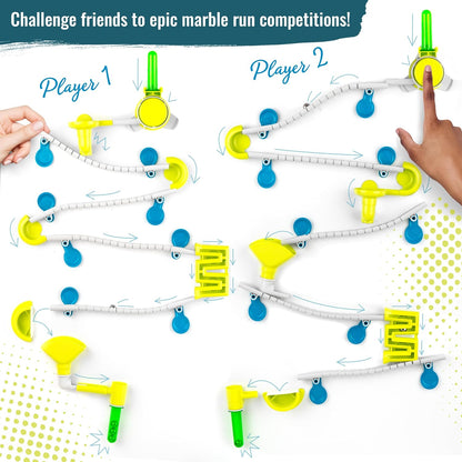 Gecko Run Marble Run Starter Set by Thames & Kosmos, Toy of the Year Winner - 63 Piece Vertical Marble Run, Flexible Tracks | Fast, No-Mess Setup, Residue-Free Nano-Adhesive Pads, Creative Play