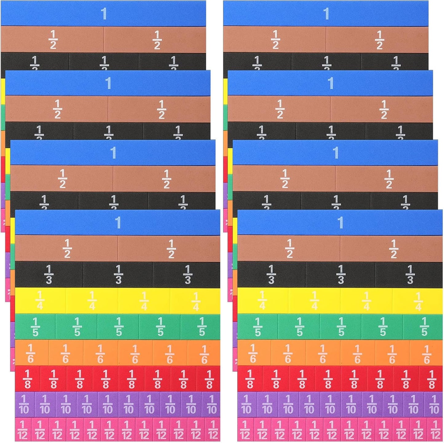 Sayglossy 48 Sets Fraction Tiles Set for Math Classroom Fractions Manipulatives Math Learning Manipulatives for Home School Supplies