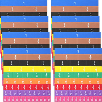 Sayglossy 48 Sets Fraction Tiles Set for Math Classroom Fractions Manipulatives Math Learning Manipulatives for Home School Supplies