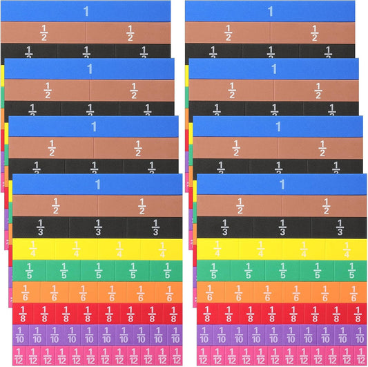 Sayglossy 48 Sets Fraction Tiles Set for Math Classroom Fractions Manipulatives Math Learning Manipulatives for Home School Supplies